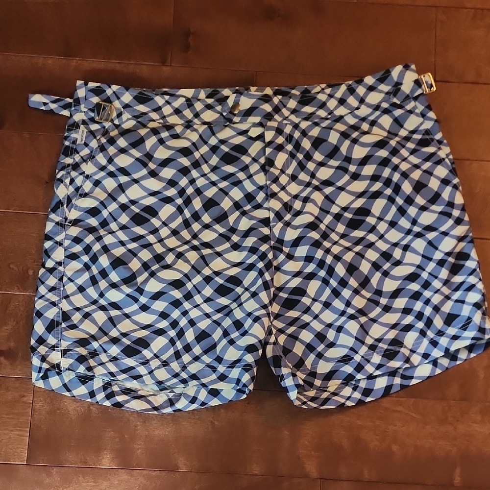 Tom Ford Bathing Suit 34 Blue and Black Patterned Men's Shorts